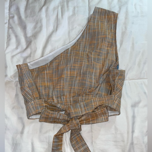 Orange One Shoulder Crop Top - Picture 5 of 10